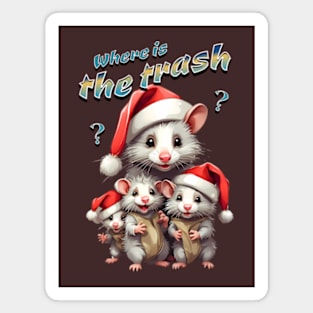 Funny Santa Opossums looking for trash Magnet